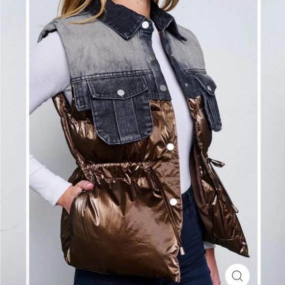 Patchwork Puffer Denim Vest - Picture 10 of 16